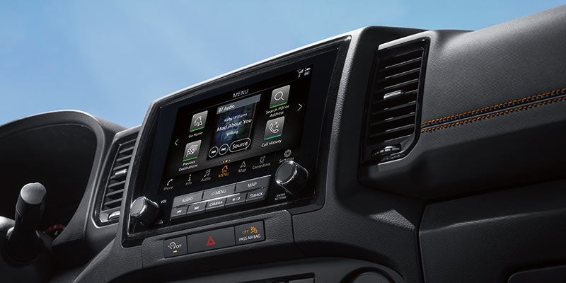The safety features in the infotainment system of the 2024 Nissan Frontier in Medina, OH