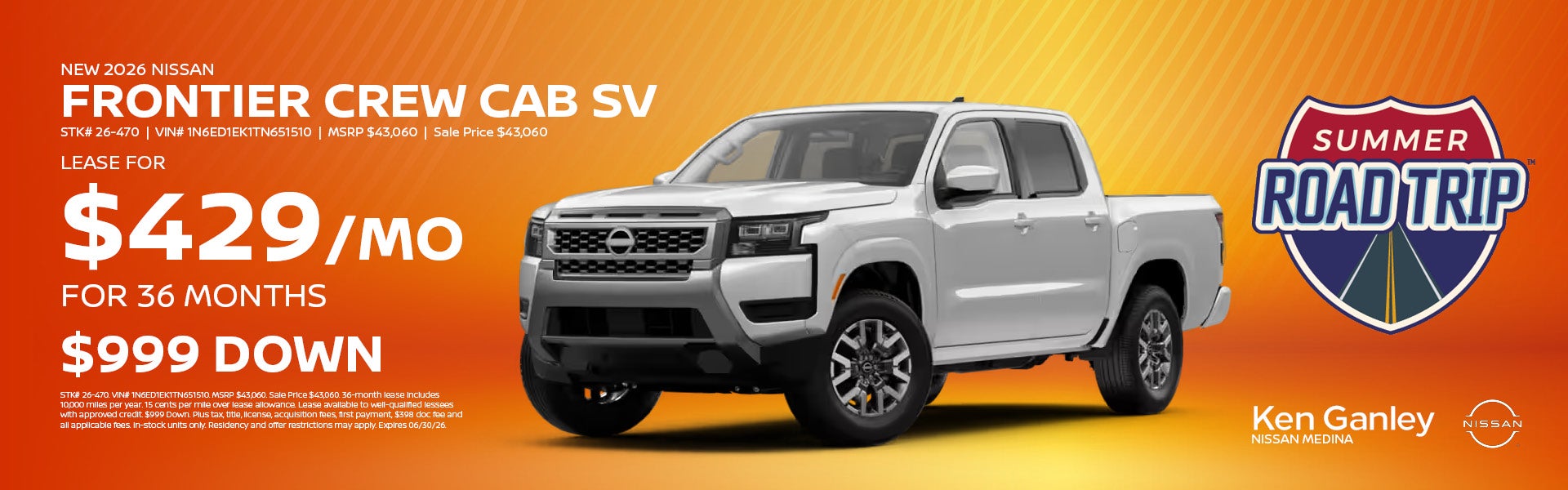New 2026 Nissan Frontier Crew Cab SV 
