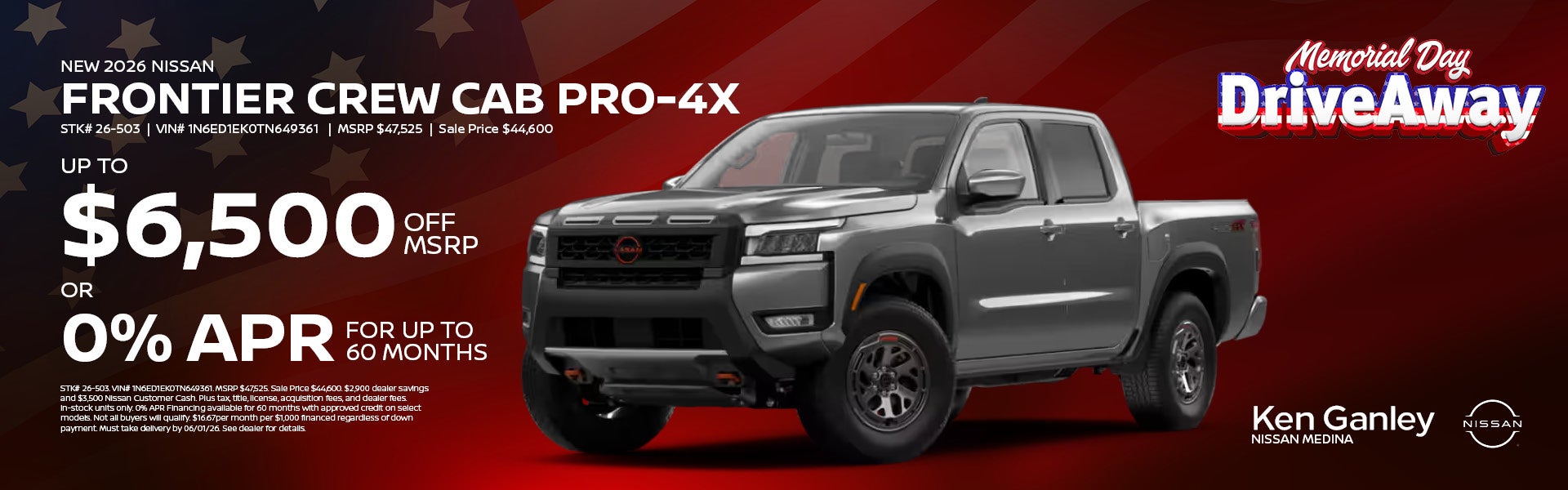 New 2026 Nissan Frontier Crew Cab Pro-4X