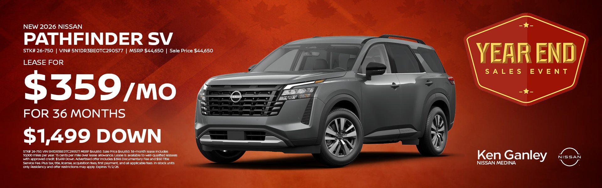 New 2026 Nissan Pathfinder SV